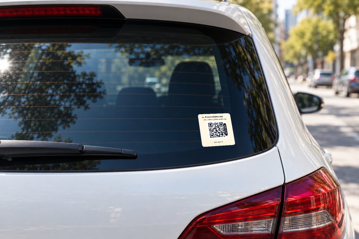 Memphis araç QR sticker – Hatchback arka cam