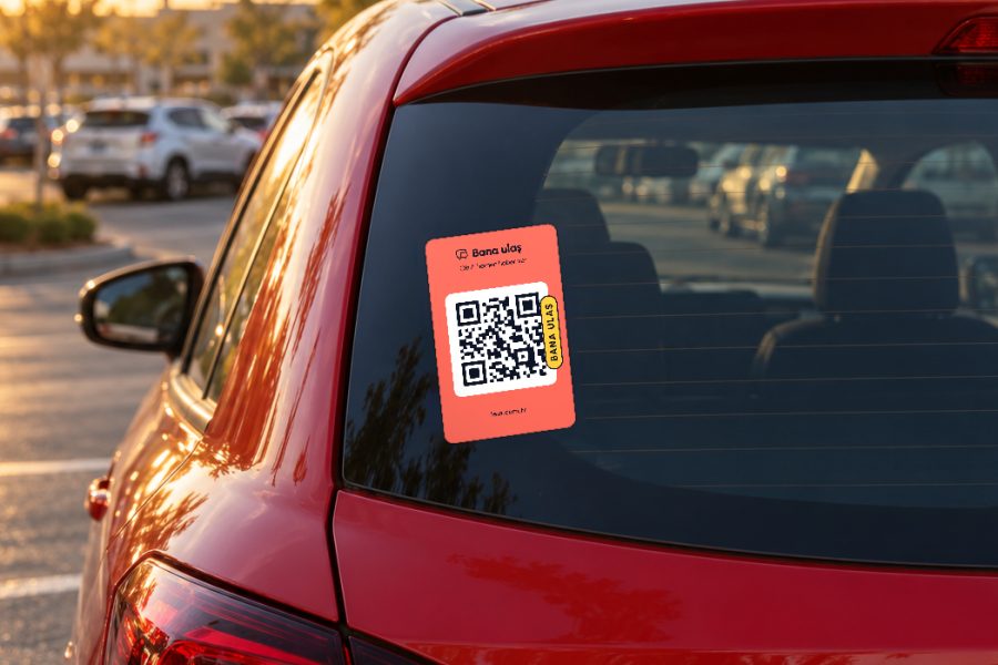 Gün batımı araç QR sticker – Yakından