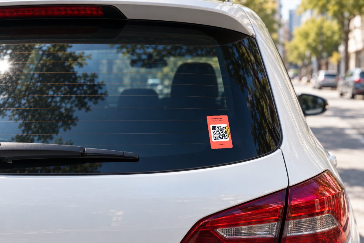 Gün batımı araç QR sticker – Hatchback arka cam