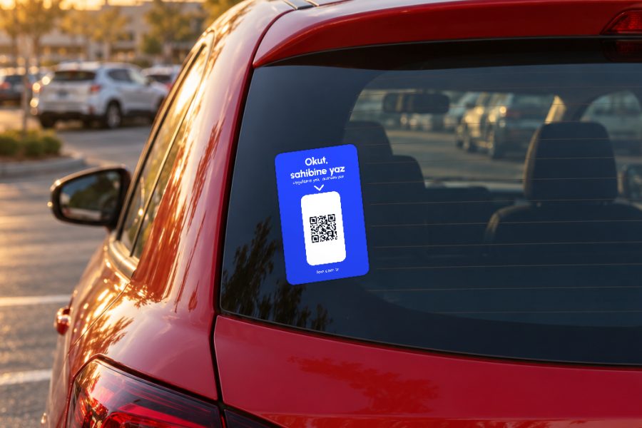 Telefon araç QR sticker – Yakından