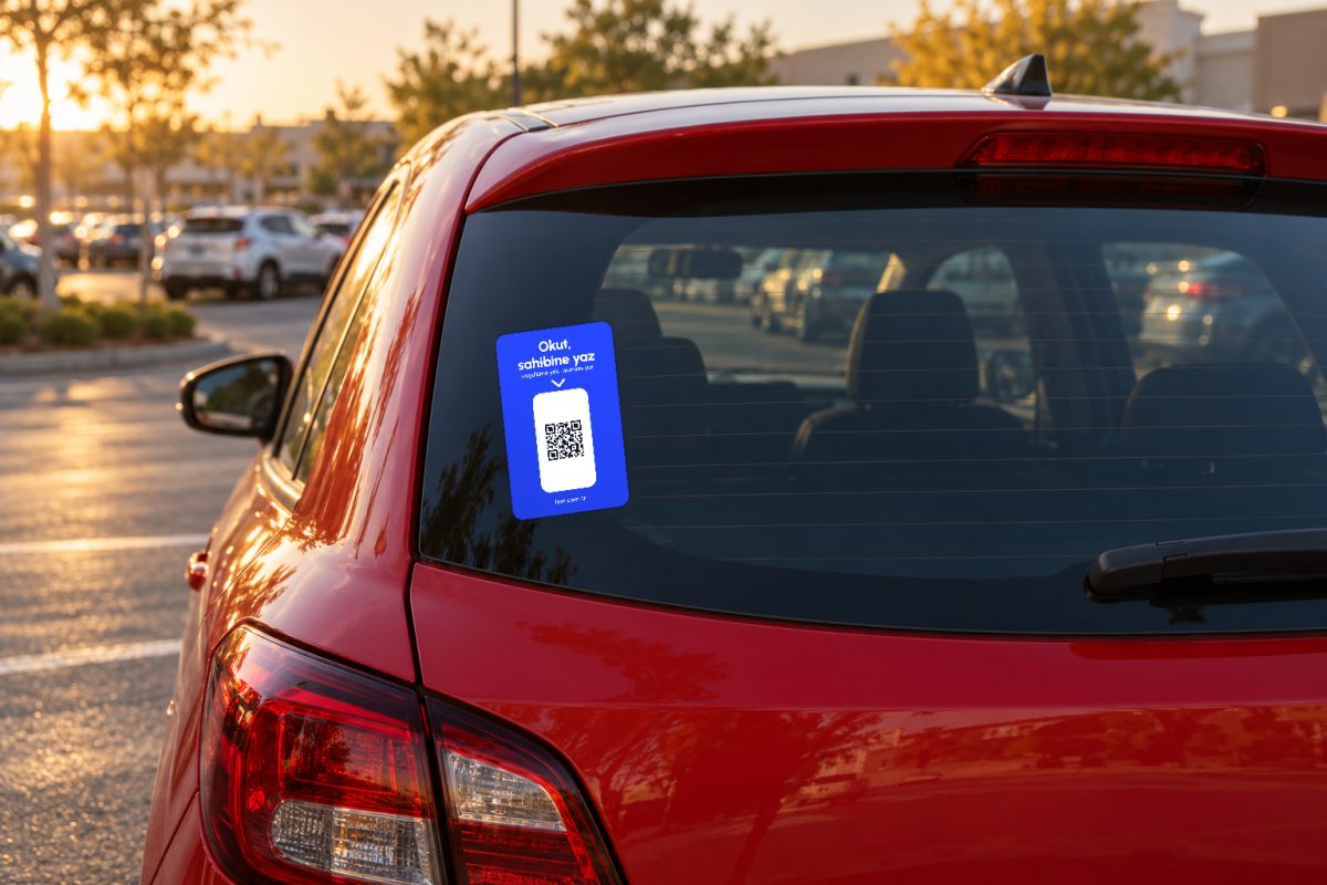 Telefon araç QR sticker – Arka cam, akşam