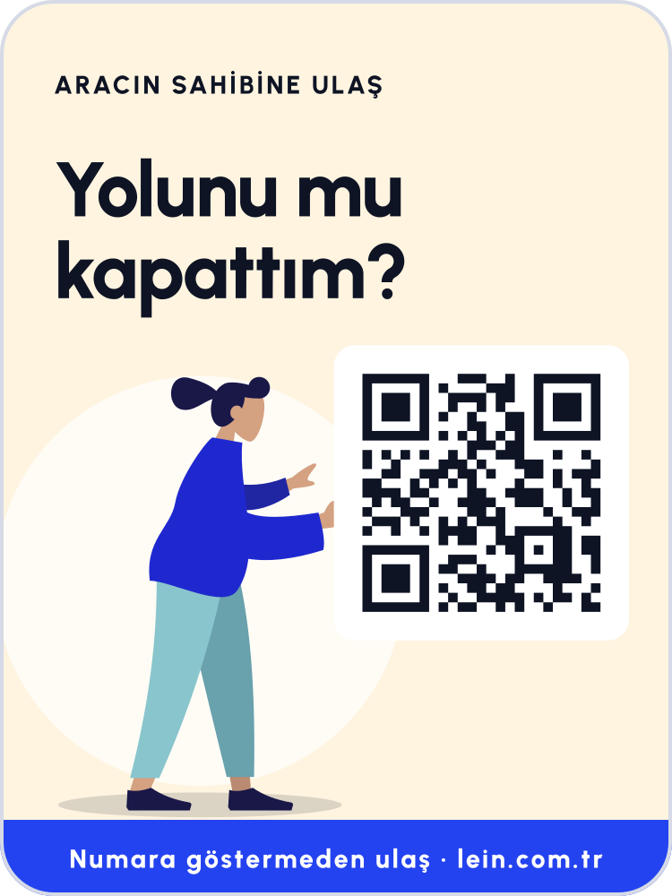 Karakterli krem araç QR sticker